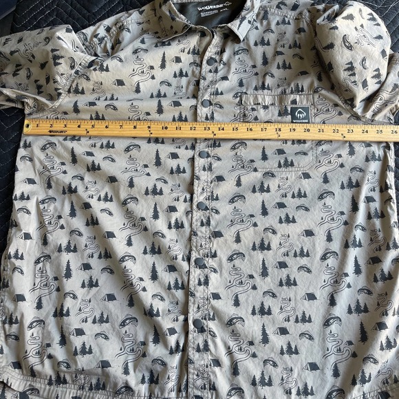 Wolverine Button Up Shirt Mens XXL 2X Brown Snap Front Vented Outdoor - Picture 9 of 12